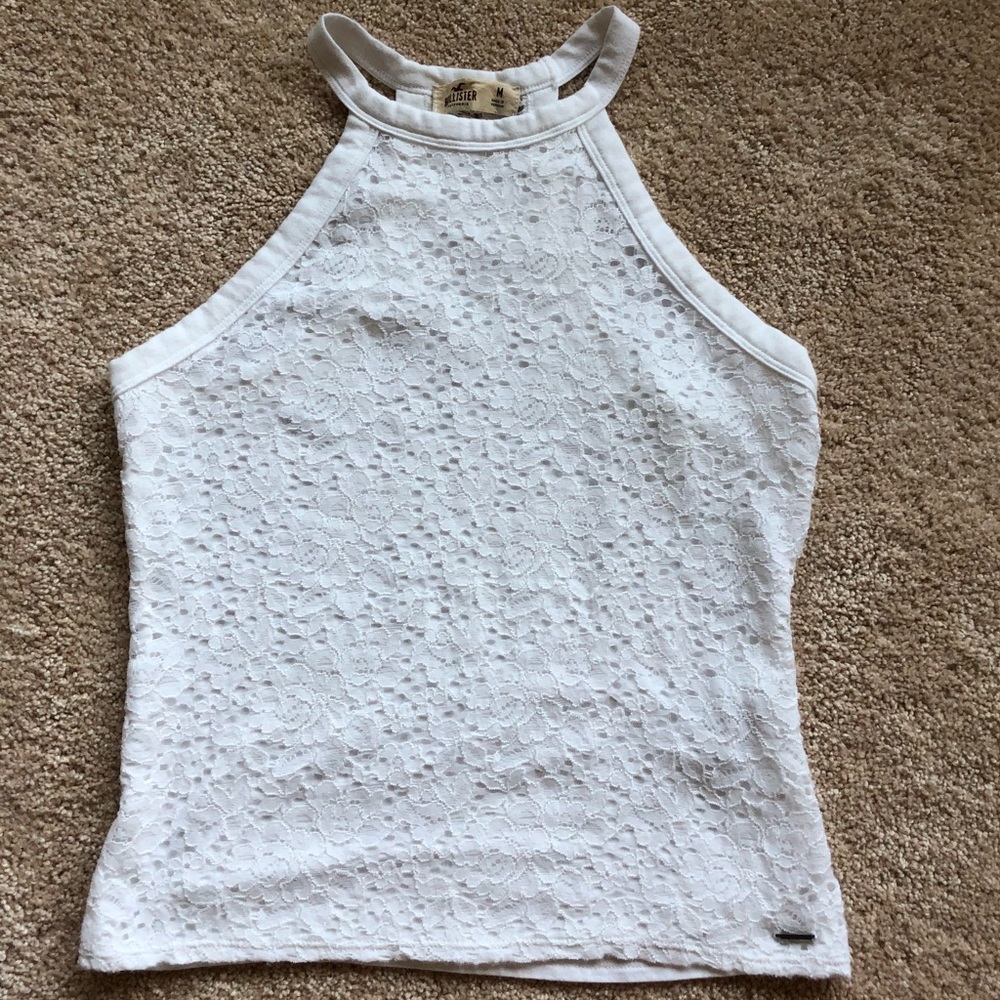 White Hollister lace halter top